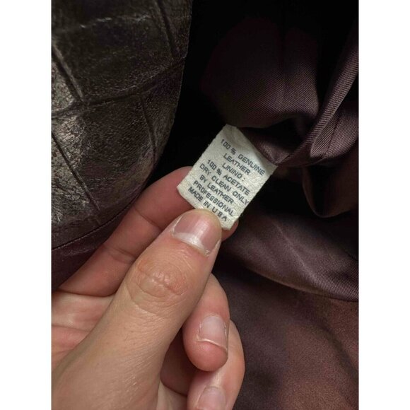 Shari's Place Womens Genuine Crocodile Leather Print USA Brown Blazer Jacket M - Picture 5 of 7